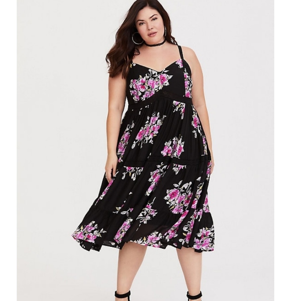 NWT Torrid Floral Challis Midi Dress